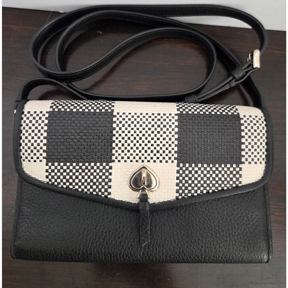 Kate Spade Marti Wallet Crossbody K6027 Black & White Gingham